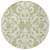 8' Sage And Ivory Round Damask Washable Indoor Outdoor Area Rug