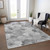9' X 12' Gray And Charcoal Floral Washable Indoor Outdoor Area Rug