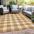 8' X 10' Orange And Beige Plaid Washable Indoor Outdoor Area Rug