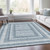 8' X 10' Denim Blue And Ivory Geometric Washable Indoor Outdoor Area Rug - Denim Blue, Ivory