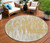 8' Gold And Ivory Round Abstract Washable Indoor Outdoor Area Rug Transitional Style - Gold, Ivory Color