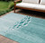 8' X 10' Teal Blue Aqua And Ivory Nautical Washable Indoor Outdoor Area Rug