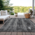9' X 12' Charcoal Gray And Ivory Striped Washable Indoor Outdoor Area Rug