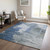10' X 14' Denim Blue And Navy Blue Abstract Washable Indoor Outdoor Area Rug - Denim Blue, Navy Blue