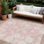 8' X 10' Pink Ivory And Gray Floral Washable Indoor Outdoor Area Rug - Pink, Ivory, Gray