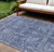 9' X 12' Navy Blue And Sky Blue Oriental Washable Indoor Outdoor Area Rug