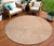 8' Peach Blue And Ivory Round Abstract Washable Indoor Outdoor Area Rug