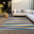 9' X 12' Blue Green And Copper Striped Washable Indoor Outdoor Area Rug