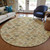 8' Beige Tan And Taupe Round Geometric Washable Indoor Outdoor Area Rug