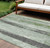 8' X 10' Artichoke Green And Gray Striped Washable Indoor Outdoor Area Rug