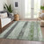 8' X 10' Artichoke Green And Gray Striped Washable Indoor Outdoor Area Rug