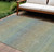 10' X 14' Blue Striped Washable Indoor Outdoor Area Rug