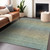 10' X 14' Blue Striped Washable Indoor Outdoor Area Rug