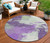 8' Purple Mint Green And Ivory Round Abstract Washable Indoor Outdoor Area Rug - Purple, Mint Green, Ivory