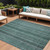 10' X 14' Teal Blue Aqua And Gray Striped Washable Indoor Outdoor Area Rug - Teal Blue, Aqua, Gray