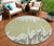 8' Sage And Ivory Round Abstract Washable Indoor Outdoor Area Rug - Sage, Ivory