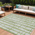 10' X 14' Green And Gray Striped Washable Indoor Outdoor Area Rug