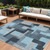 10' X 14' Sky Blue Denim Blue And Gray Geometric Washable Indoor Outdoor Area Rug