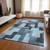10' X 14' Sky Blue Denim Blue And Gray Geometric Washable Indoor Outdoor Area Rug
