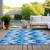 9' X 12' Sky Blue Denim Blue And Ivory Abstract Washable Indoor Outdoor Area Rug - Sky Blue, Denim Blue, Ivory