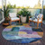 8' Blue Purple And Green Round Abstract Washable Indoor Outdoor Area Rug