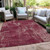 8' X 10' Burgundy And Ivory Geometric Washable Indoor Outdoor Area Rug - Burgundy, Ivory
