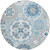8' Sky Blue And Denim Blue Round Floral Medallion Washable Indoor Outdoor Area Rug