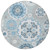 8' Sky Blue And Denim Blue Round Floral Medallion Washable Indoor Outdoor Area Rug