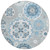 8' Sky Blue And Denim Blue Round Floral Medallion Washable Indoor Outdoor Area Rug
