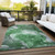 9' X 12' Emerald Abstract Washable Non Skid Indoor Outdoor Area Rug
