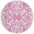 8' Blush And Ivory Round Damask Washable Indoor Outdoor Area Rug