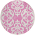 8' Blush And Ivory Round Damask Washable Indoor Outdoor Area Rug