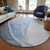 8' Navy Blue And Sky Blue Round Abstract Washable Indoor Outdoor Area Rug - Navy Blue, Sky Blue