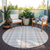 8' Pink And Gray Round Plaid Washable Indoor Outdoor Area Rug