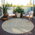 8' Taupe Green And Ivory Round Tribal Washable Indoor Outdoor Area Rug