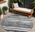8' Charcoal And Gray Round Striped Washable Indoor Outdoor Area Rug - Charcoal, Gray
