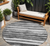 8' Charcoal And Gray Round Striped Washable Indoor Outdoor Area Rug