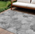10' X 14' Gray And Charcoal Floral Washable Indoor Outdoor Area Rug - Gray, Silver