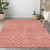 8' X 10' Salmon And Ivory Geometric Washable Indoor Outdoor Area Rug Transitional Style - Salmon, Ivory Color