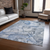 10' X 14' Blue and Gray Abstract Washable Non Skid Indoor Outdoor Area Rug