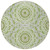 8' Olive Green And Ivory Round Floral Medallion Washable Indoor Outdoor Area Rug