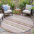 8' Pink And Beige Round Striped Washable Indoor Outdoor Area Rug - Pink, Beige