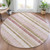 8' Pink And Beige Round Striped Washable Indoor Outdoor Area Rug - Pink, Beige
