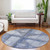 8' Denim Blue And Gray Round Geometric Washable Indoor Outdoor Area Rug