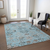 10' X 14' Sky Blue Gray And Charcoal Floral Washable Indoor Outdoor Area Rug