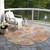 8' Peach And Gray Round Floral Washable Indoor Outdoor Area Rug