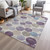 10' X 14' Plum Beige And Denim Blue Geometric Washable Indoor Outdoor Area Rug