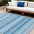 9' X 12' Blue Striped Washable Non Skid Indoor Outdoor Area Rug