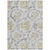 9' X 12' Silver Gray And Gold Floral Washable Indoor Outdoor Area Rug