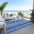 9' X 12' Blue Striped Washable Non Skid Indoor Outdoor Area Rug